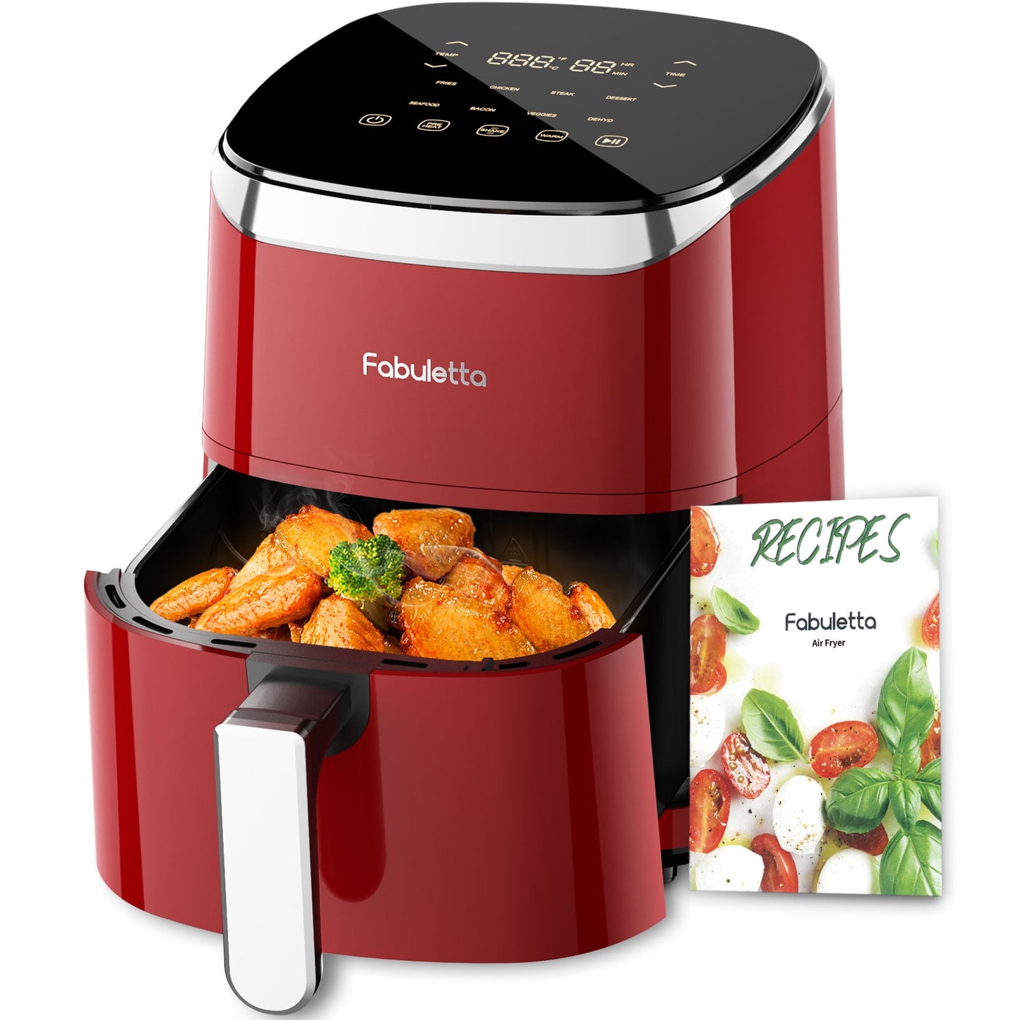 Air Fryer, Fabuletta 4.2QT Air Fryer Oven With 9 Customizable Smart Cooking Programs, Shake Reminder, 450°F Digital Airfryer,Tempered Glass Display, Nonstick & Dishwasher-Safe Basket