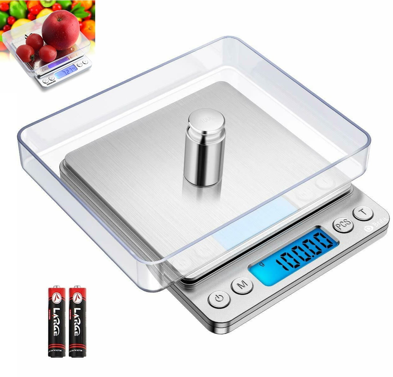 Digital Food Kitchen Scale, Multifunction Scale Measures in Grams and Ounces 2 Trays, 6 Units