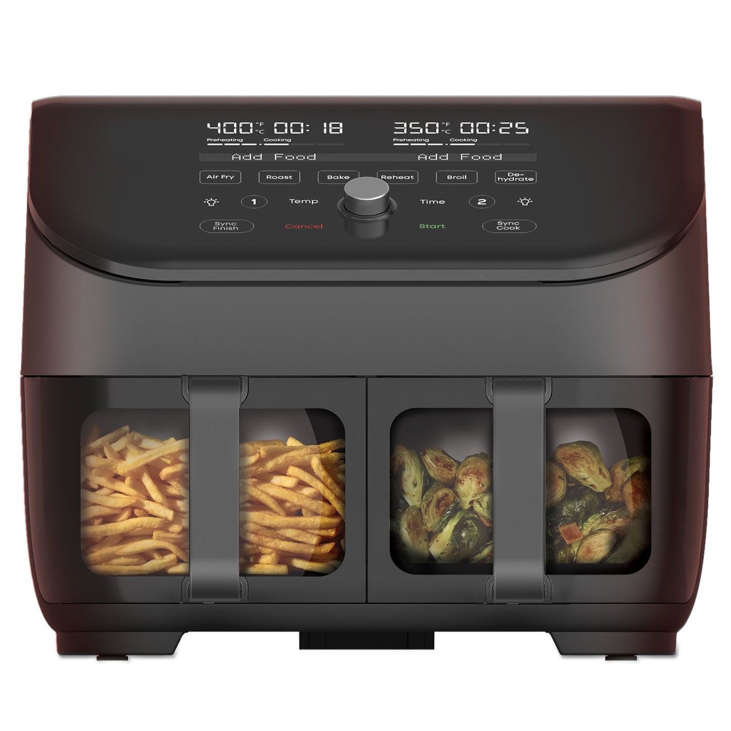 Instant Vortex Plus 8 qt 2-Basket Air Fryer Oven, Black - ClearCook Windows, Digital Touchscreen