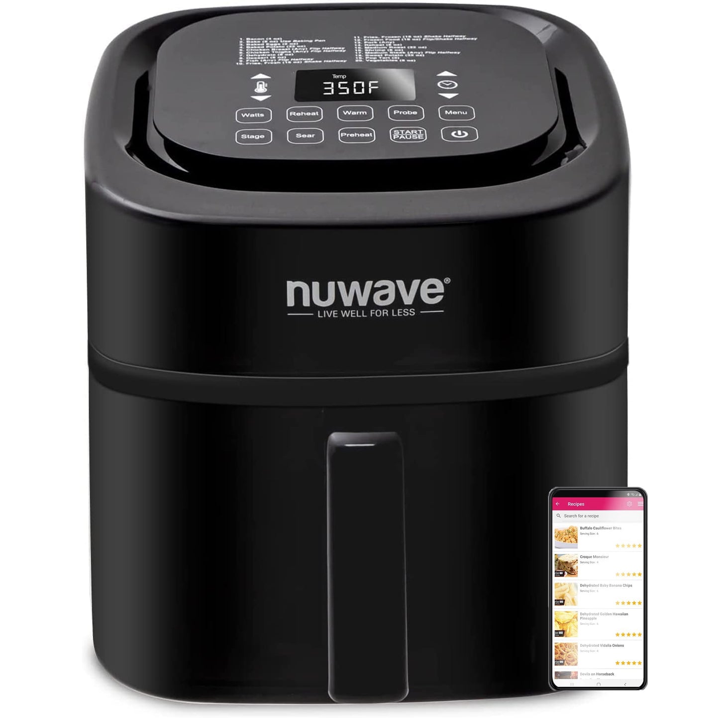 NuWave Air Fryer 8 Quart with Probe, Powerful 1800W for Quick and Easy Meals, Cook, Cooking