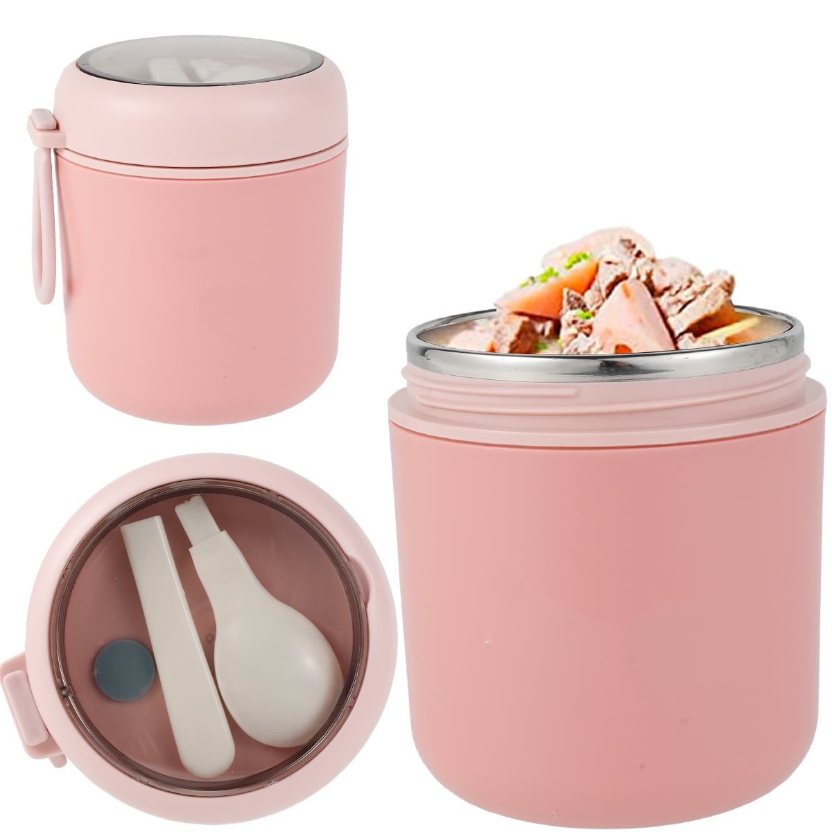 Qenwkxz 18 oz Insulated Food Jar Vacuum Bento Box Lunch Containers Wide Mouth Food Soup Thermos with Spoon Stainless Steel Leak Proof Keeps Food Hot Cold for School Travel Picnic for Kids Adults